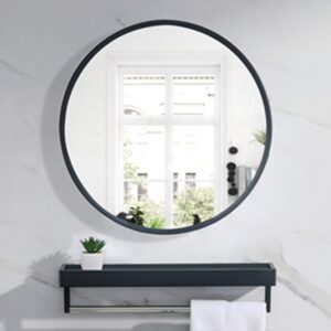 Large Minimalist Round Wall Mirror With Shelf