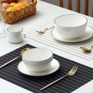Set Of 4 Black-And-White Striped Placemats