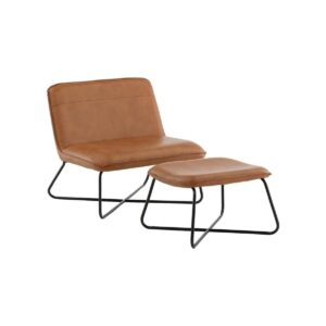 X Lounge Chair, Brown Pu