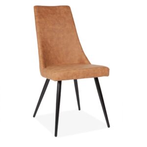 X2 Brown High-Back Dining Chairs With Black Legs
