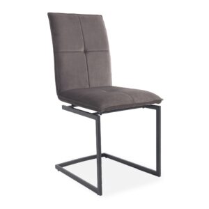 X2 Cantilever Upholstered Dining Chairs, Deep Grey, Metal Legs