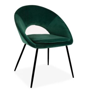 X2 Green Open-Back Dining Chairs With Black Legs