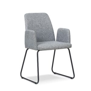 X2 Grey Upholstered Contemporary Armchairs With Metal Legs