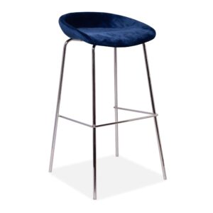 X2 Herschel Velvet Barstools, Royal Blue, Silver Legs