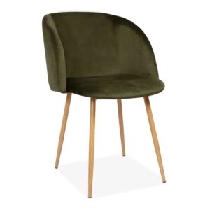 X2 Rosemary Tub Accent Armchair, Velvet Upholstered, Deep Green Seat & Beech Style Legs