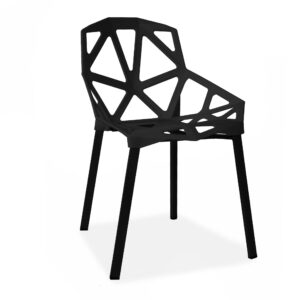 X4 Chairs One Geometric Dining Chairs, Black