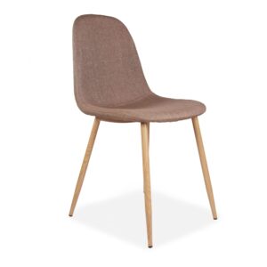 X4 Mmilo Upholstered Eiffel Dining Chair Beech Effect - Brown Fabric