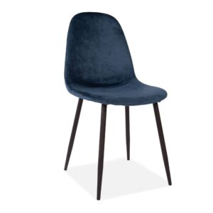 X4 Mmilo Upholstered Eiffel Dining Chair Black Legs - Deep Blue