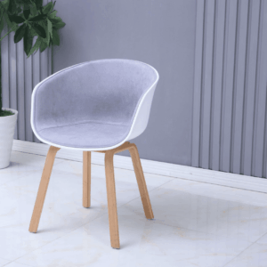X4 White Armchairs With Beech Legs