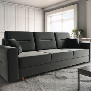 Bergen 3 Seater Grey Fabric Sofa Bed