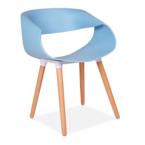 Blue Twist Back Designer Occasional Chair - With Wooden Legs