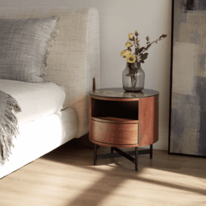 Farrow Walnut Bedside Cabinet Side Table