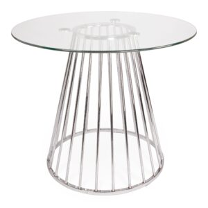 Glass Liverpool Table - With Silver Legs 90Cm