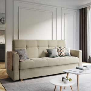 Lento 3 Seater Beige Fabric Sofa Bed