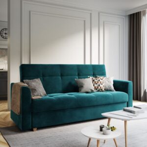 Lento 3 Seater Sea Green Fabric Sofa Bed