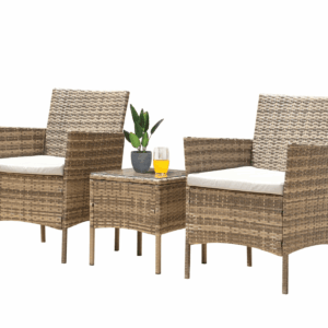 Mmilo 3Pc Yellow Rattan Garden Furniture Set