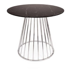 Mmilo Black Liverpool Marble Table With Silver Chrome Legs 100Cm