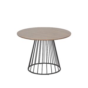 Mmilo Liverpool Style Walnut Effect Mdf Table With Black Chrome Legs - 100Cm
