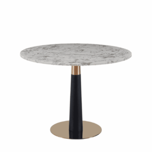 Mmilo New White Luxury Round Dining Table Gold & Black Leg - 100Cm