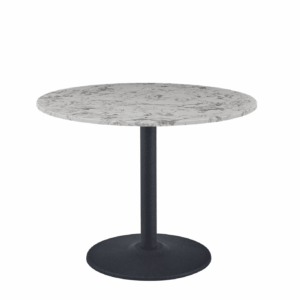 Mmilo New White Round Marble Dining Table Black Leg – 90Cm
