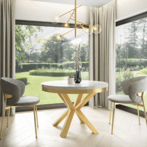 Narvic White Round Laminate Dining Table Extendable 100Cm - 176Cm