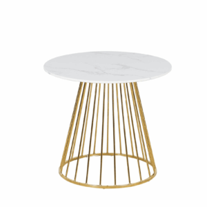New Mmilo White Liverpool Style Marble Table With Golden Chrome Legs 80Cm