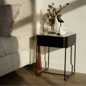 Newham Black Bedside Cabinet Side Table