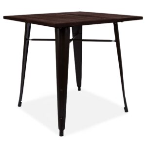 Retro Tolix Style Black Metal Table With Wooden Top - Black