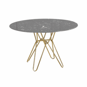 Round Black Dining Table With Gold Hairpin Style Leg – 120Cm