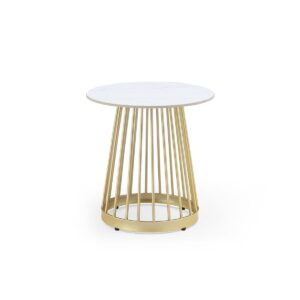 Rowan White Side Table With Gold Base