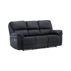 Saranda Recliner 3-Seat Sofa, Black