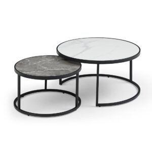 Set Of 2 Round Sintered Stone Nesting Coffee Tables