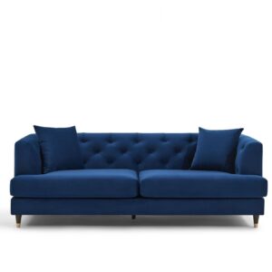 Tribeca Tufted Royal Navy Blue Velvet 3 Seater Sofa