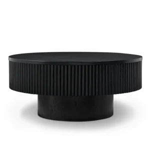 Vivid Black Wooden Round Coffee Table