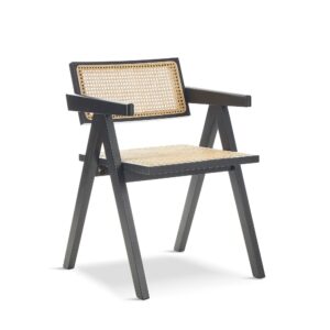 X2 Black Wood And Rattan Chair