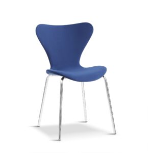 X2 Modern Velvet Navy Blue Stackable Dining Chair With Silver Legs