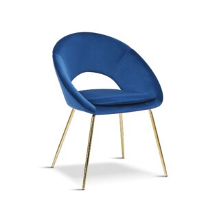 X2 New Blue Open-Back Dining Chairs With Gold Legs