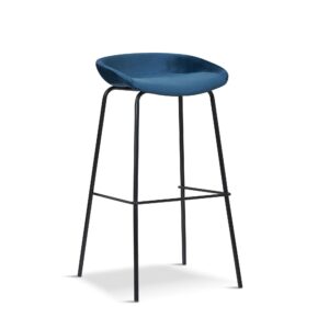 X2 New Herschel Blue Velvet Barstools, With Black Legs