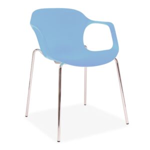 X2 Or X6 Blue Plastic Stackable Dining Chairs With Chrome Metal Legs