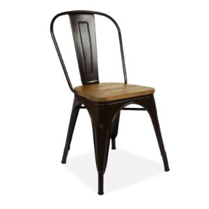 X2 / X4 Tolix Metal Chair Stackable Dining Chair With Wood Seat