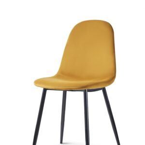X4 Mmilo Upholstered Eiffel Dining Chair Black Legs - Mustard Yellow