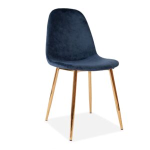 X4 Mmilo Upholstered Eiffel Dining Chair Gold Legs - Navy Blue