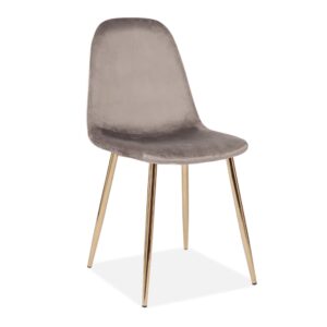 X4 Mmilo Upholstered Eiffel Dining Chair Gold Legs - Velvet Grey