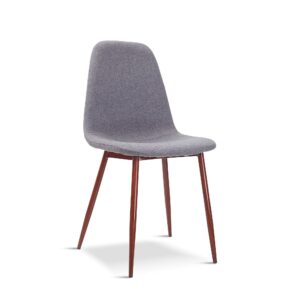 X4 New Mmilo Upholstered Eiffel Dining Chair With Walnut Effect Leg - Grey