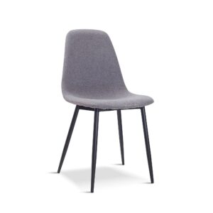 X4 New Mmilo Upholstered Eiffel Style Dining Chair Black Legs - Grey