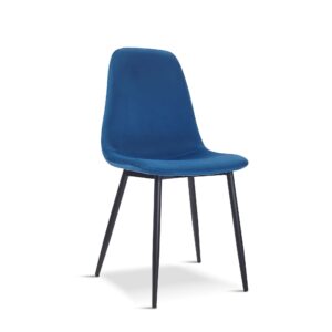 X4 New Mmilo Upholstered Eiffel Velvet Dining Chair Black Legs - Navy